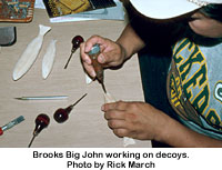 Brooks Big John working on decoys. Photo by Rick March.