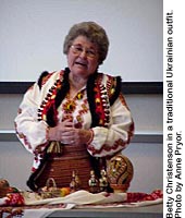 Betty Christenson in a traditional Ukrainian outfit. Photo by Anne Pryor.