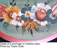 Detail of the top of a porringer in Valdres style.