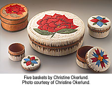 Five baskets by Christine Oklerlund.