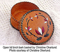 Open lid birch bark basket by Chirstine Okerlund.